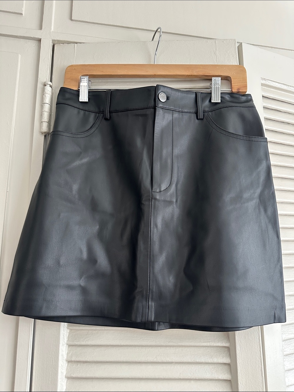 Mango Black Faux Leather Mini Skirt